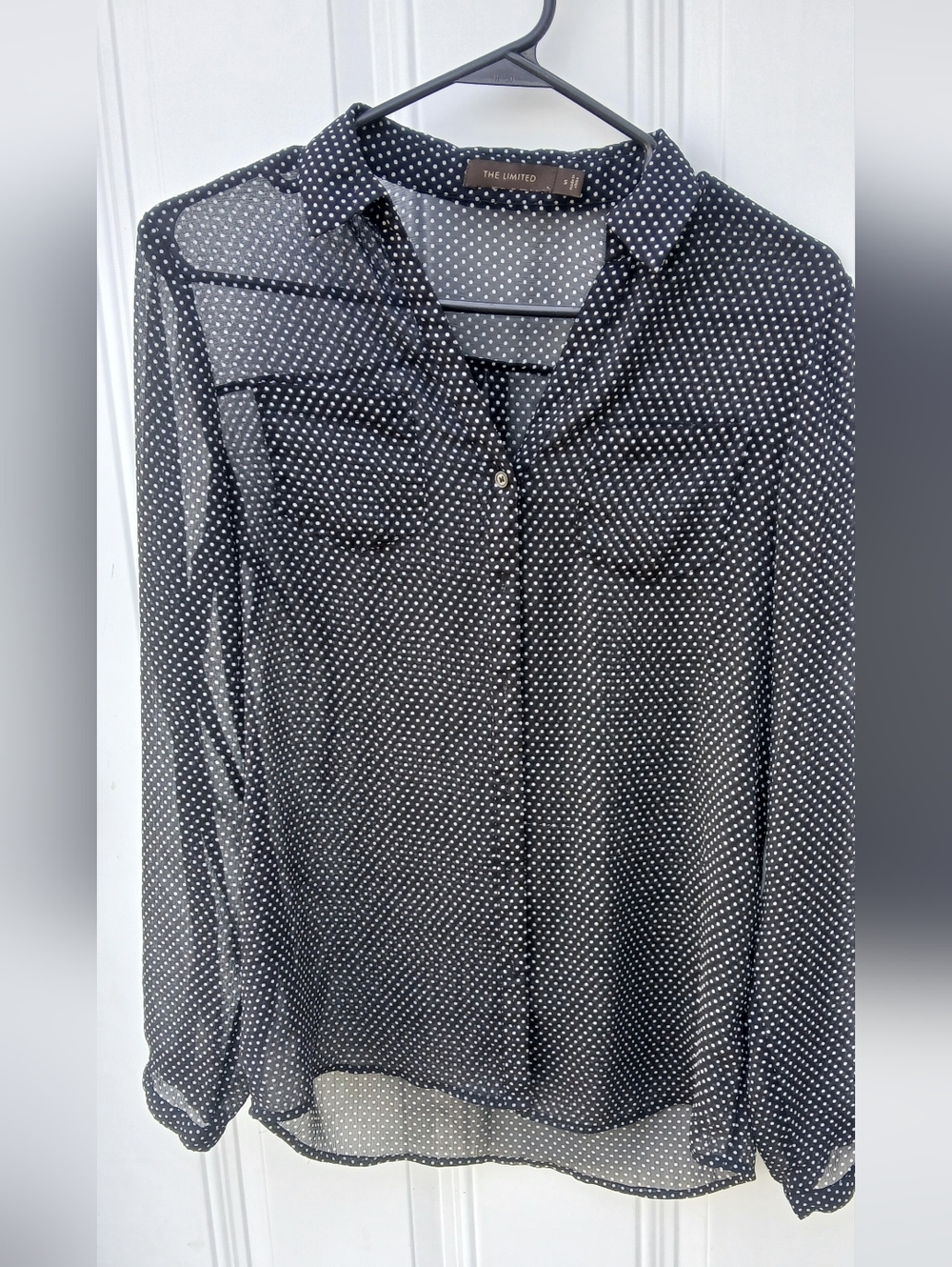 Black Polka Dot Long-Sleeve Blouse